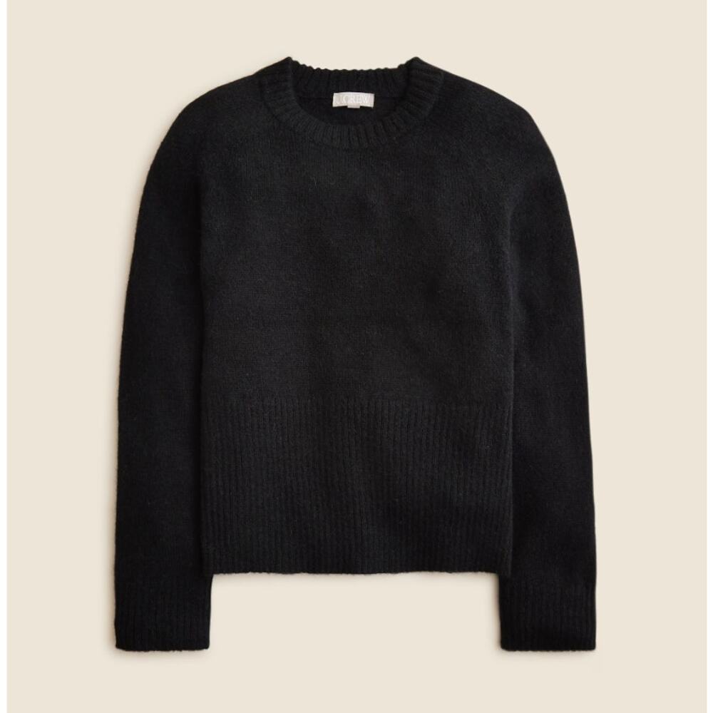 J.Crew High Rib Pullover Sweater SZ XS Black Wool Alpaca Crew Neck Long Sleeve